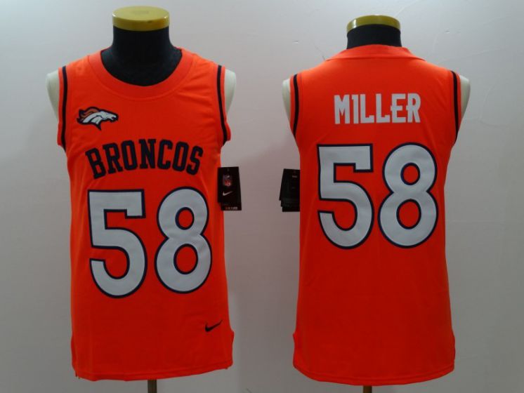 Men Denver Broncos #58 Von Miller Orange Rush Player Name Number Tank Top stitched NFL Jerseys->->NFL Jersey
